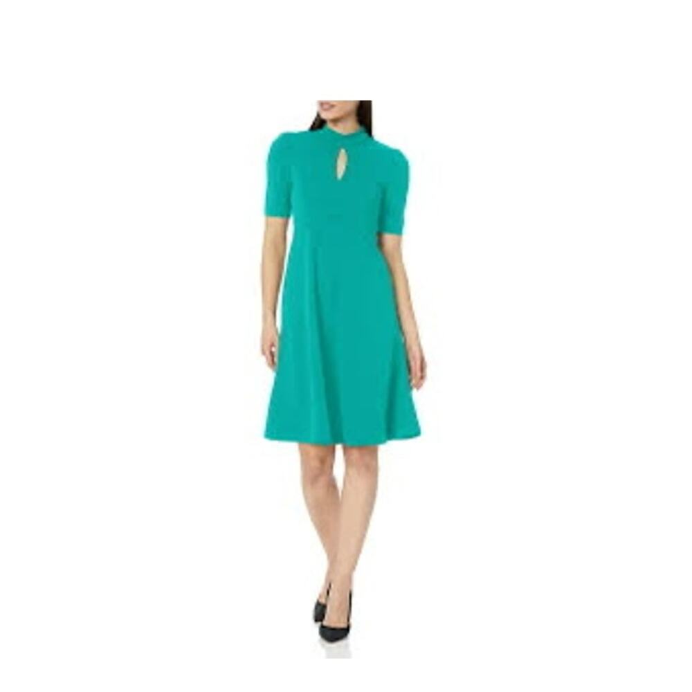 London Times Womens Keyhole Polished Chic Flounce Hem Dress Size 8P